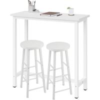 Taburete de Bar Muebles Cocina Silla de Comedor para Salón Cocina Mesa 140x40x100 cm Estructura de Metal, MDF Blanco - details 23