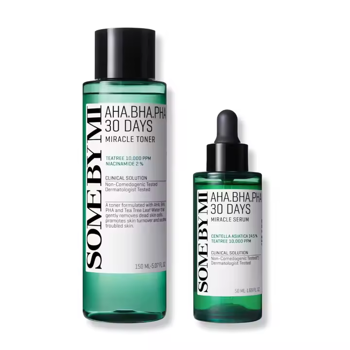 SOME BY MI Toner + AHA BHA PHA 30 días Miracle Serum 5.07Oz+1.69Oz Hecho de agua de árbol de té para residuos sensibles, sebo y - 1