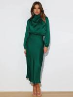 Primavera Verano nuevo vestido de manga larga de satén de gama alta vestido de noche elegante para mujer ropa de fiesta vestidos de celebridades - details 6