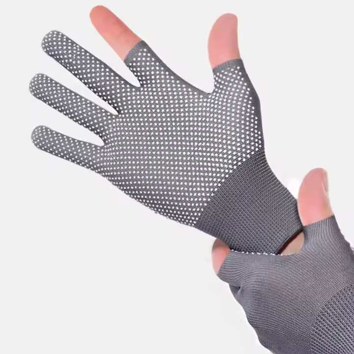 Guantes deportivos a prueba de viento de Color sólido para montar, protección solar, guantes elásticos para hombre, guantes de medio dedo, guantes de nailon, mitones antideslizantes - 1