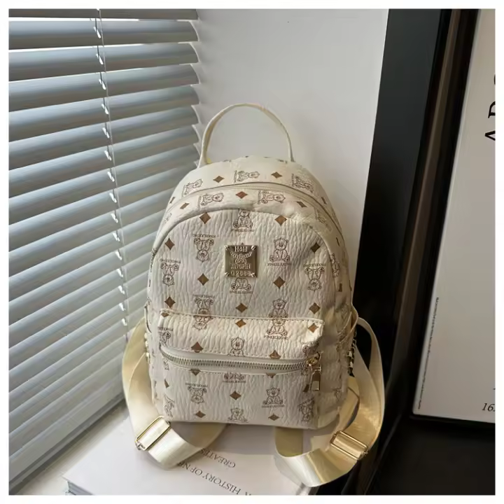 Estampado, hombros, mochila, moda, retro, oso, gran capacidad, nuevo estilo, estudiante, bolso escolar - 1