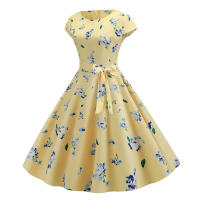 Women summer vintage 1950s 60s big swing party polka dot dress - details 10
