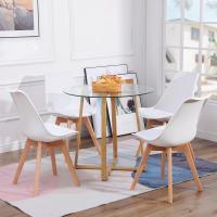 Juego de Mesa de Comedor y Sillas, 1 Mesa Redonda de 80 cm + 4 Sillas Blancas, de Diseño Nórdico - details 96