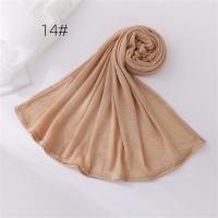 18 colores liso suave fino poliéster Hijabs mujeres largo musulmán chal bufanda turbante envolturas para la cabeza señora islámico 170*70Cm - details 23