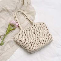 Bolso de mano tejido dulce a la moda, colgante con borlas, bolso de paja transpirable, bolso de playa de verano Beige de poliéster para mujer - details 16