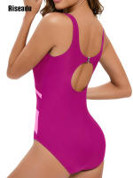 Riseado traje de baño atlético de una pieza, bañador con espalda en O para entrenamiento, deportes y Fitness - details 10