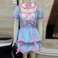 Conjunto de 2 uds. De vestido decorativo de manga corta con lazo y cuello de pajarita, disfraz de Halloween para mujer, vestido de fiesta Rave - details 1
