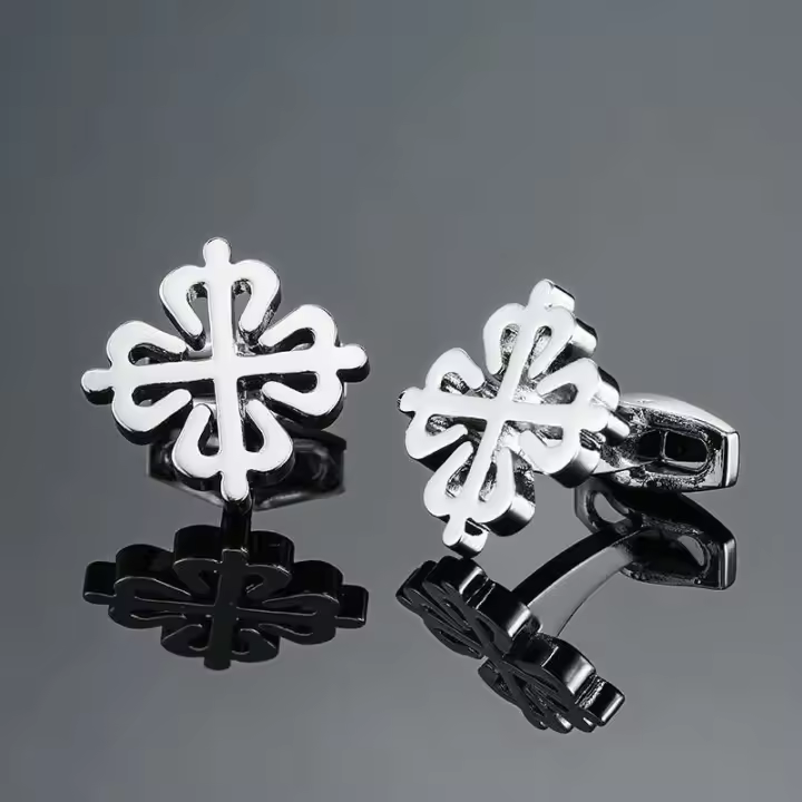 Gemelos para camisa francesa para hombre, material de cobre, marca de moda, ahuecados, nudo cruzado, joyería al por mayor - 1
