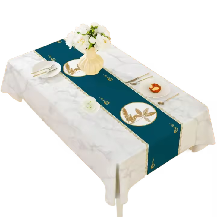Mantel duradero de PVC de estilo chino, cubierta gruesa para mesa de té a prueba de aceite, cubierta para mesa de postre lavable Vintage para el hogar - 1
