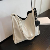 Bolso de compras de gran capacidad informal vintage con hombro de charol para mujer - details 3