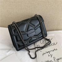Bolso de hombro Retro con cadena y remaches para mujer, bandolera cuadrada pequeña a la moda de cuero PU con tapa, bolso de diseñador - details 25
