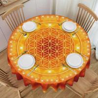 Mantel circular mandala, flor de loto de la vida, impermeable, resistente al aceite, 60 pulgadas, forma geométrica sagrada - details 128