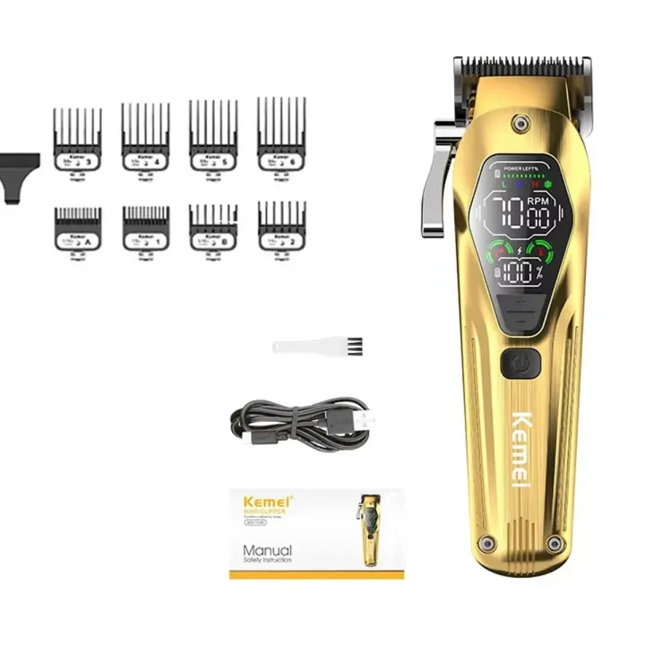 Kemei-cortadora de pelo eléctrica profesional para hombre, Kit de corte de pelo inalámbrico, recargable, 7000RPM - 1