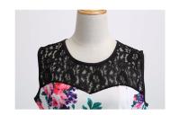 Lace patchwork summer women a line elegant vintage party dress with belt - details 54