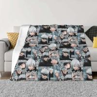 Gojo Satoru Collage Manga mantas Coral polar felpa verano Jujutsu Kaisen manta suave para sofá Oficina ropa de cama - details 3