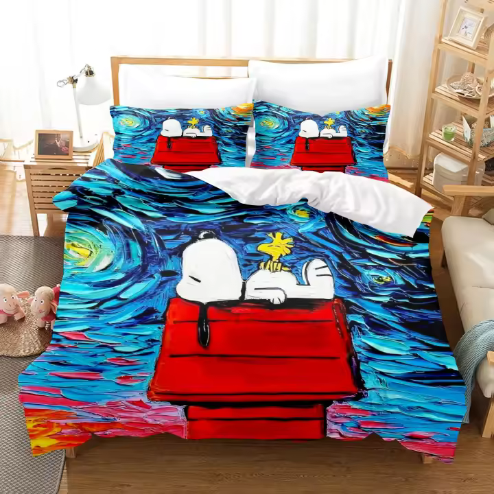 Juego de Ropa de Cama Snoopy Funda de Edredón de Dibujos Animados Lindo - 1