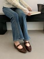 Francés retro hebilla de una palabra Mary Jane zapatos boca ligera cabeza cuadrada tacón grueso solo zapatos pequeños zapatos de cuero - details 12