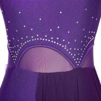 Elegante Traje de Patinaje de Hielo para Mujeres Leotardo de Ballet de Malla Transparente sin Mangas Traje de Baile Lírico Contemporáneo - details 54