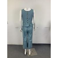 Conjunto casual de verano para mujer, top sin mangas plisado y pantalones cortos de pierna ancha - details 19