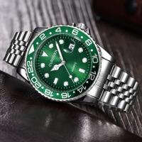 Relojes de marca famosa de lujo para hombres, relojes de cuarzo con calendario informal y banda de acero inoxidable a la moda para estudiantes y niños, relojes masculinos verdes 2024 - details 11