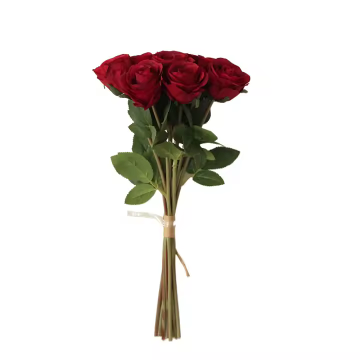 8 cabezas de ramas de rosas artificiales, flores de rosas de simulación realistas hechas a mano, flores falsas de tacto Real, decoración de jardín al aire libre - 1