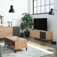 Mueble Buffalo de Estilo Brooklyn 2 Puertas, 3 Cajones Acabado en Color Roble Nodi y Gris Antracita - details 6