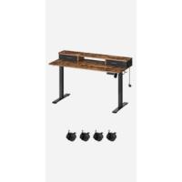 Archivador Móvil con 2 Cajones, Archivador de Oficina con Ruedas, Compartimento Abierto, Marco de Acero, Estilo Industrial, Marrón Rústico y Negro Tinta OFC71X - details 18