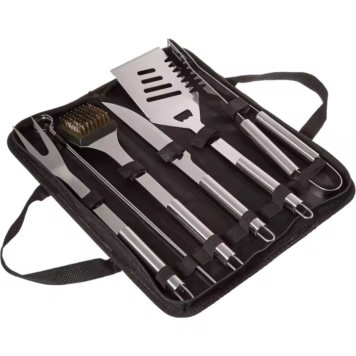 Juego de Herramientas para Parrilla de Barbacoa Accesorios de Acero Inoxidable con 7 Utensilios - 1