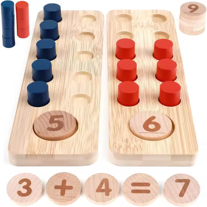 Tablero Montessori para contar matemáticas para niños, manipuladores de matemáticas de madera para preescolar, Material de aula para profesores - 1