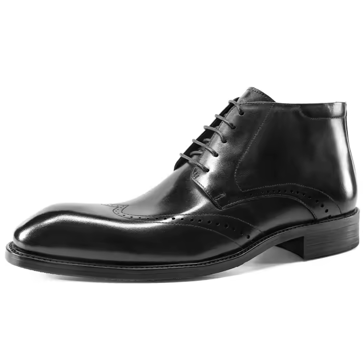 Zapatos con cordones transpirables de corte alto para hombre, botas de cuero italiano para hombre, zapatos - 1