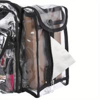 Bolsa organizadora de maquillaje Unisex impermeable, transparente, espaciosa, resistente con correa ajustable y bolsillos externos - details 3