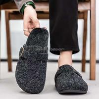 Nuevos zuecos de fieltro de alta calidad para mujer, zapatillas antideslizantes con hebilla a la moda para exteriores, talla grande 47, sandalias de marca de bajo precio - details 9