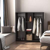 Armario de Ropa con Ruedas Organizador de Ropa de Dormitorio de 120x40x128cm en Negro - details 1