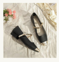 Tacones gruesos franceses de color a juego, pequeños y fragantes, solo zapatos de mujer, primavera y verano 2025, explosión Mary Jane, noche, brisa suave, tacones bajos. - details 20
