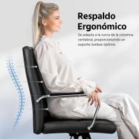 Silla Giratoria de Oficina Sillón de Trabajo con Respaldo Tapizado Asiento Sintético Altura Ajustable Negro - details 8