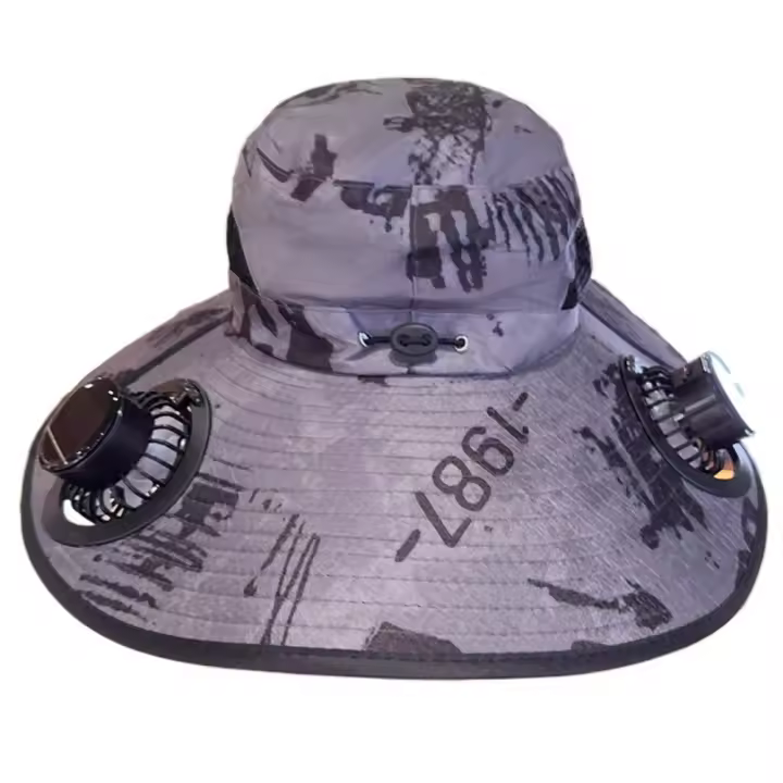 Sombrero para el sol con protección UV y ventilador Solar, camuflaje, 3 velocidades, sombrero de cubo para el sol, secado rápido, doble ventilador de refrigeración, sombrero de pescador - 1