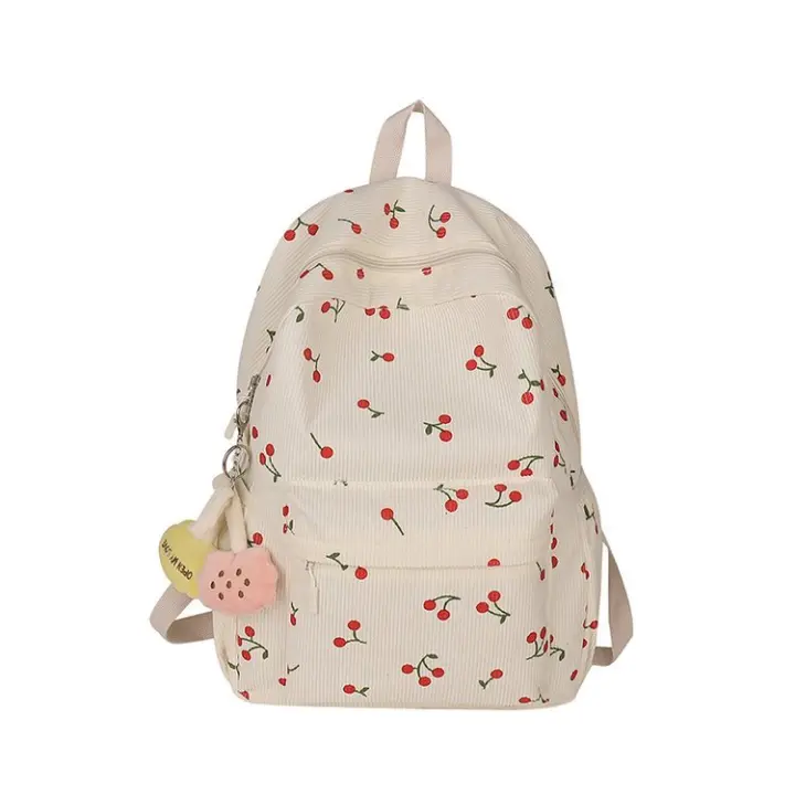 Viajes, estudiantes de secundaria, pana, mochila, salir, cartera, mochila, cereza, fresco y dulce, invierno 2025 - 1