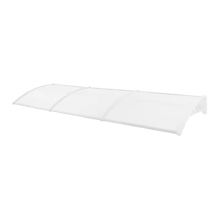 Toldo arqueado transparente, marco blanco, 90x300 cm - 1