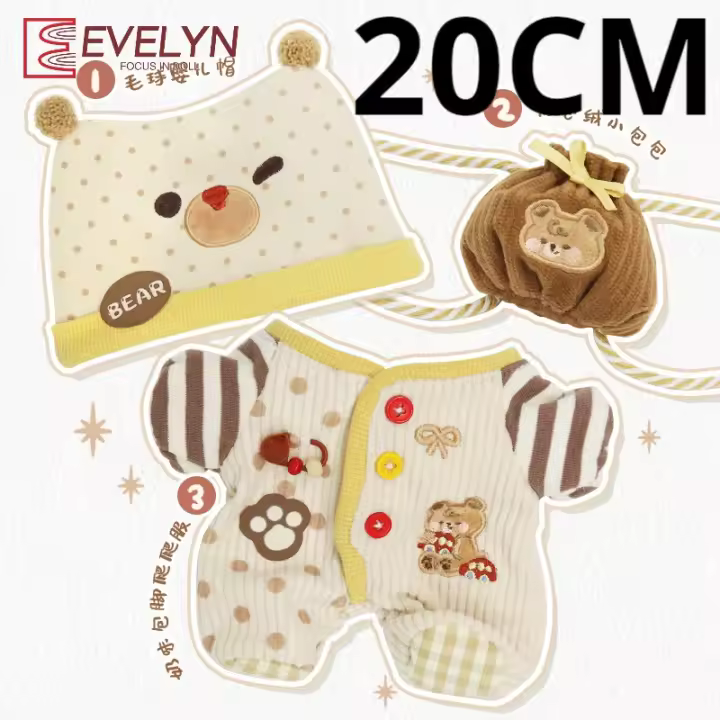 Evelyn-ropa para muñecos de peluche de 20cm, juego de Anime, figuras de Love and Deepspace Zayne Sylus, monos de vestir, sombrero, accesorios de regalo - 1