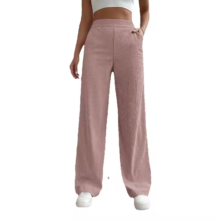 Pantalones de cintura alta holgada pierna ancha sensación de caída versátil casual pantalones rectos - 1