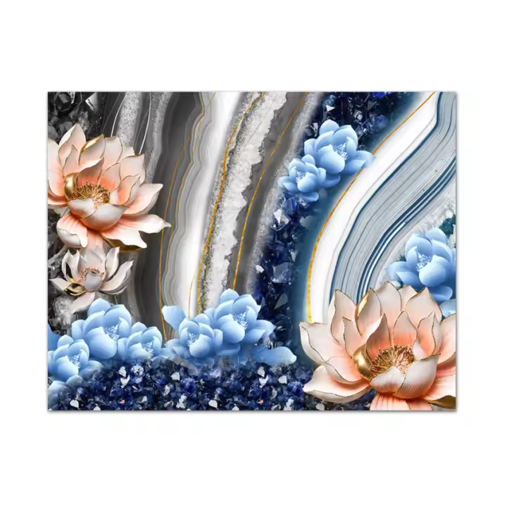 Fondos de pantalla de Vinilo Autoadhesivos Modernos personalizados para Decoración de Sala de Estar, Papel Tapiz No Tejido, Panel de Decoración del Hogar, Rollo de Pared de Renovación de Muebles de Diseño de Lirio de agua de flor de loto - 1