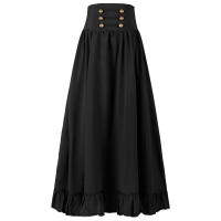 Falda Victoria Para Mujer Maxi Vintage Renacentista Cintura Alta Volante A-Line Sin Ajuste Casual Fiesta Largo Pierna Falda - details 1