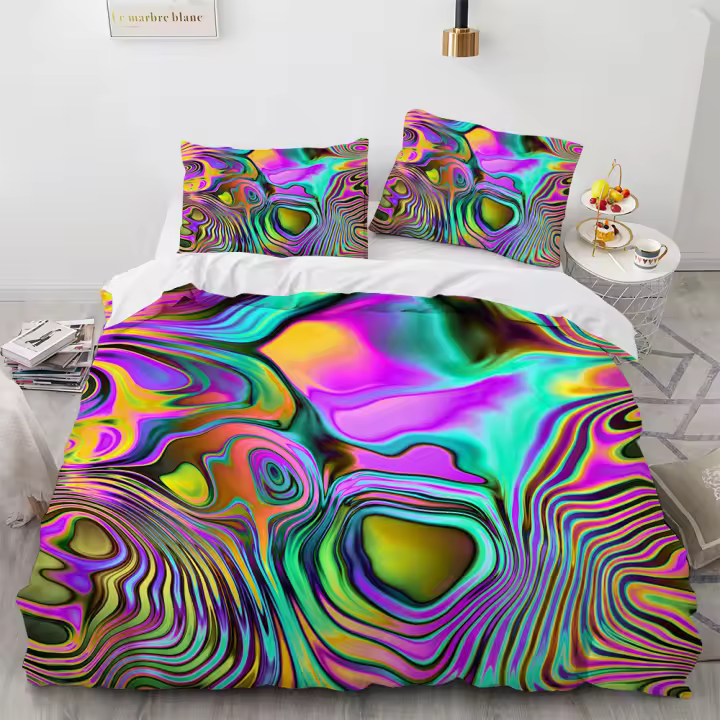 Funda de edredón con estampado geométrico de lujo, juego de cama con estampado 3D de piedra de panal, funda nórdica de microfibra tamaño queen, estilo moderno - 1