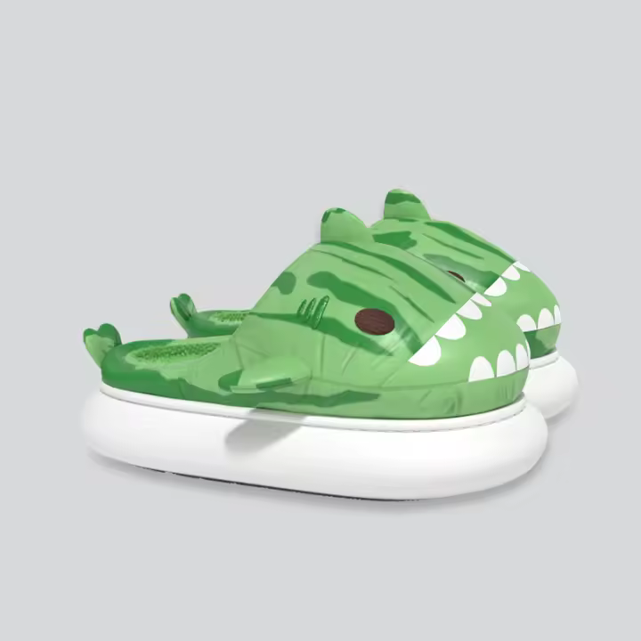 Limitado tiburón melón fondo grueso pisando mierda sensación pareja hogar interior felpa térmica zapatillas de algodón - 1