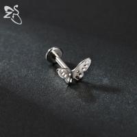 ZS 1 pieza 16G Piercing de labio Labret de acero inoxidable para mujeres y niñas, colorido, con forma de luna y mariposa, para cartílago, tragus y hélice, 8MM - details 16