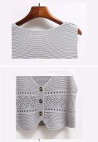 Suéter Largo sin Mangas con Cuello Holgado Moda Coreana Chaleco de Punto Perforado - details 4
