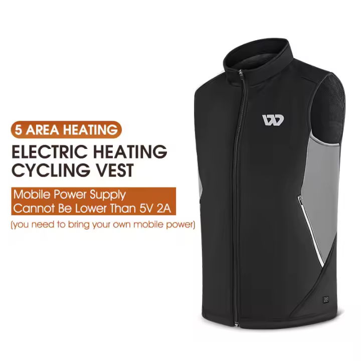 WEST BIKING-Chaleco con calefacción eléctrica para hombre y mujer, 5 áreas, USB, ropa térmica, lavable, deporte de invierno, ciclismo - 1
