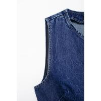 Conjunto de dos piezas para mujer Denim st, mangas con cuello en V, pantalones vaqueros largos informales elegantes para mujer - details 5