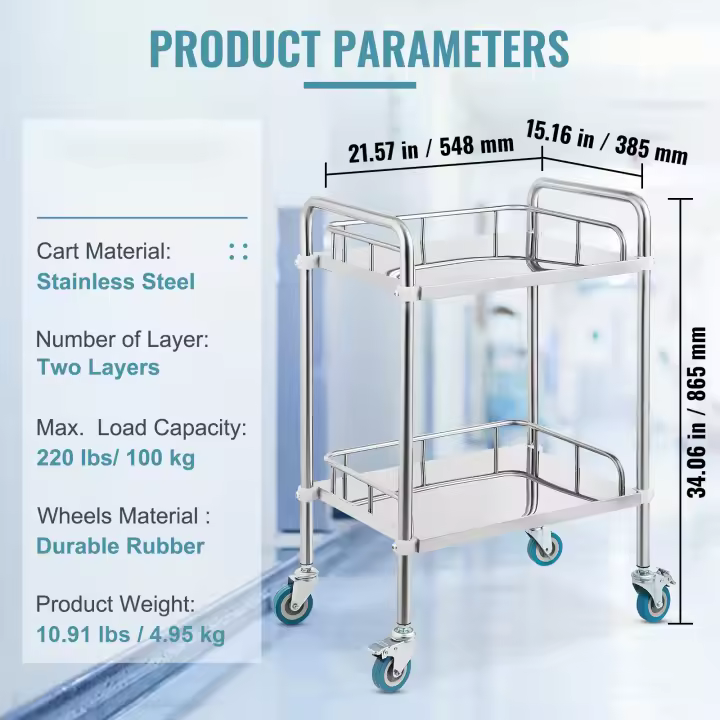 Carro de laboratorio SucceBuy, carro utilitario de acero inoxidable. Carro médico, para laboratorio, hospital, odontología, salón y belleza. - 1
