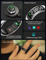 Anillo inteligente SANLEPUS con pantalla OLED: rastrea pasos, frecuencia cardíaca, calorías, sueño y estrés las 24 horas, los 7 días de la semana |   Resistencia al agua hasta 5 ATM |   Carga inalámbrica + aplicación QRing para iOS/Android - details 1